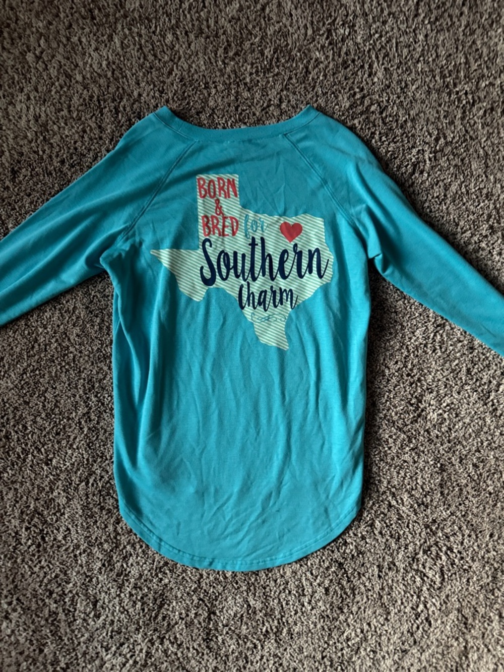 Southern Charm "Born & Bred" Teal Women’s Long-Sleeve Top